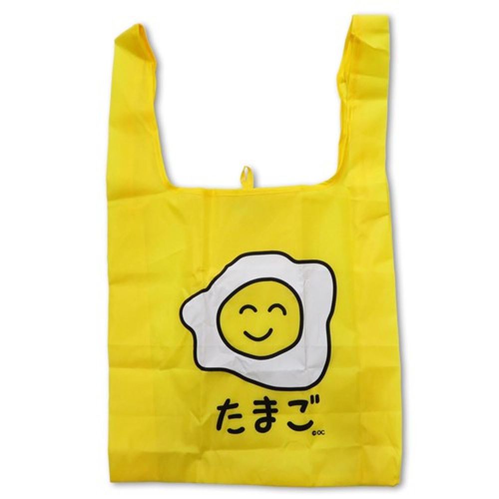 日本 OKUTANI - 童趣插畫折疊購物袋-太陽蛋-黃 (33x58cm)