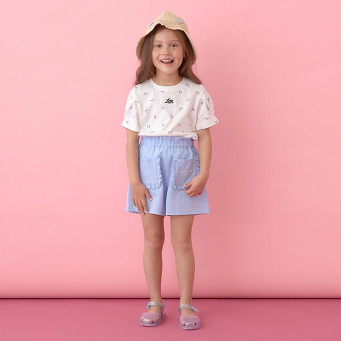 日本 Lycee mine - 純棉滿版印花打褶泡泡袖上衣-點點-炭灰