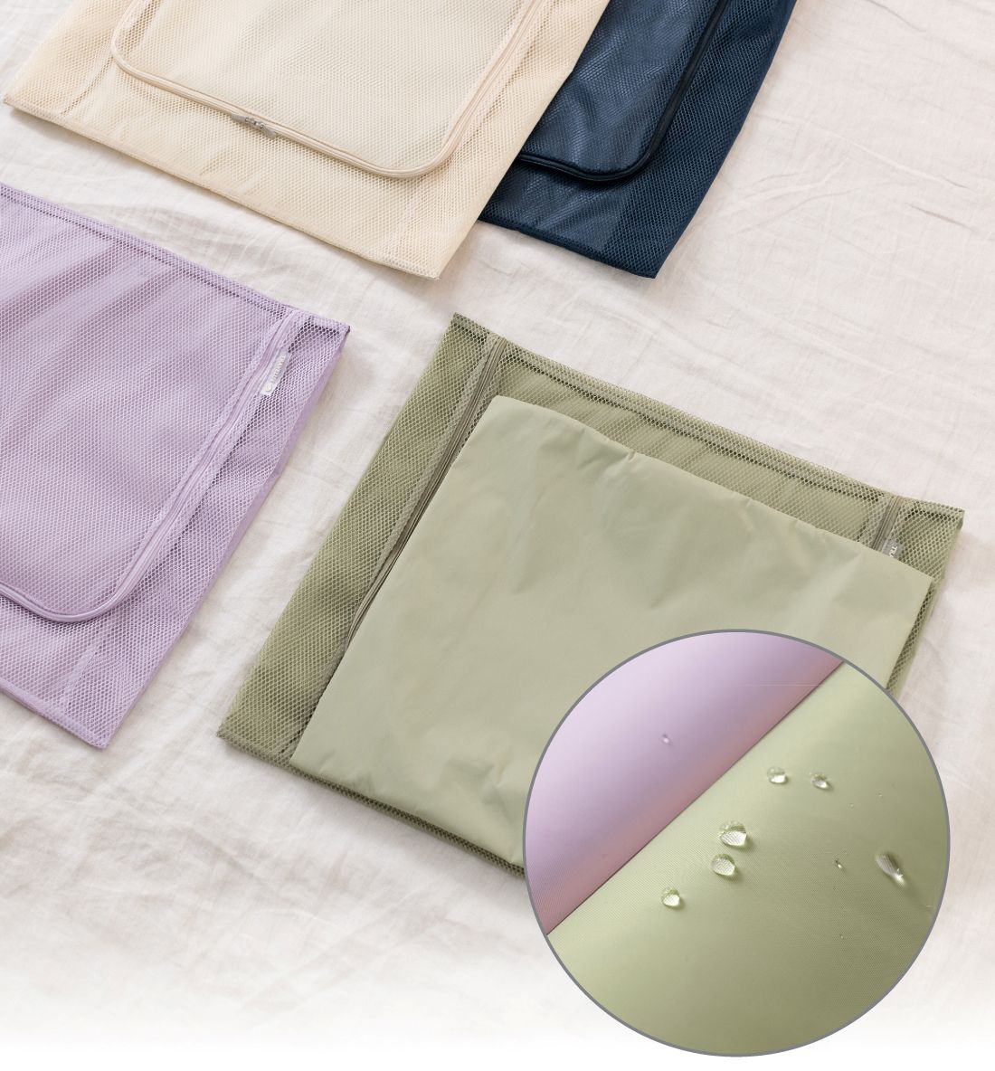 韓國 byfulldesign - (防潑水)韓製衣物整理網眼收納包-海軍藍