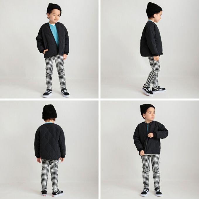 日本 BRANSHES - 簡約波浪絎縫無領休閒外套-格紋-灰白