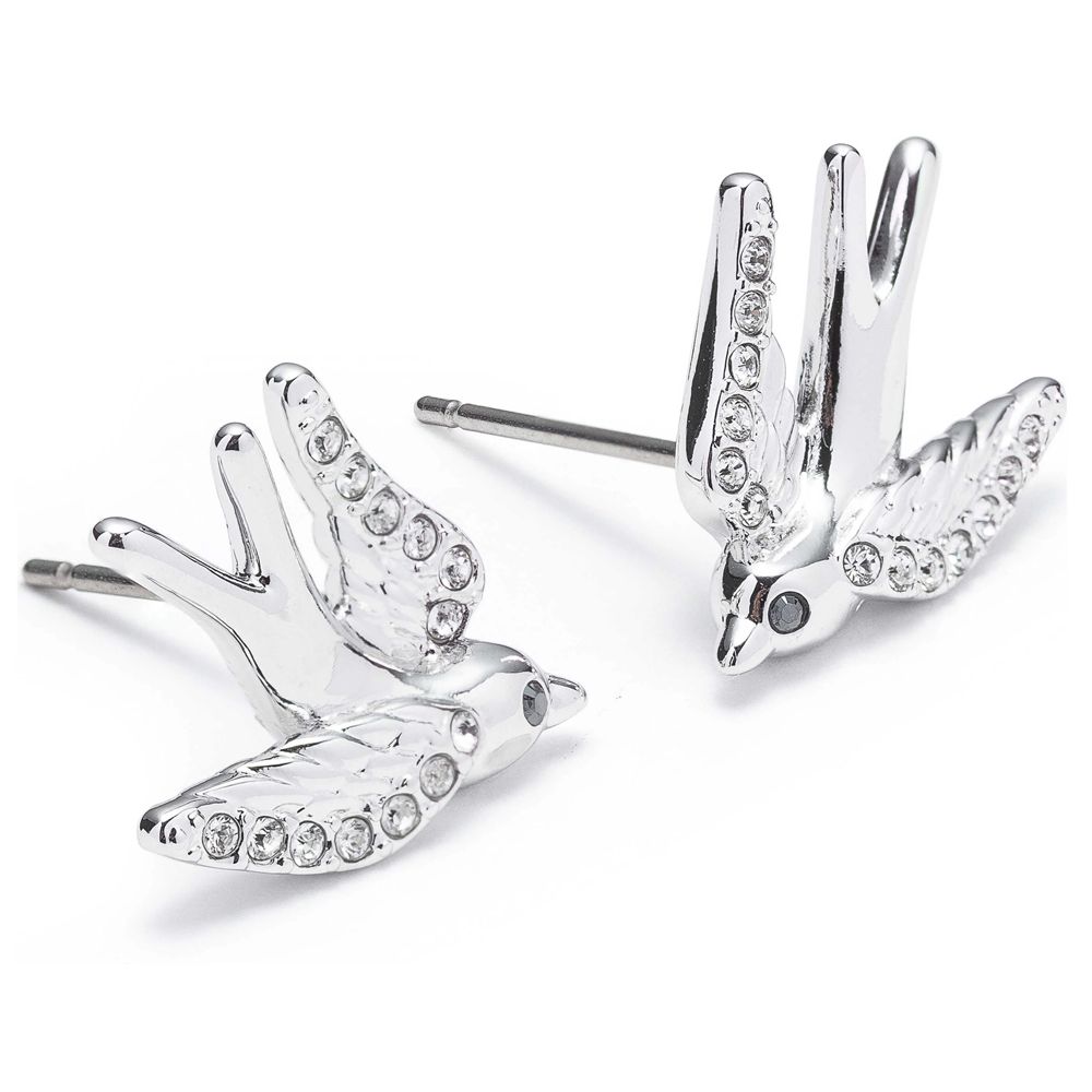 飛鳥鑲鑽耳環 (銀)