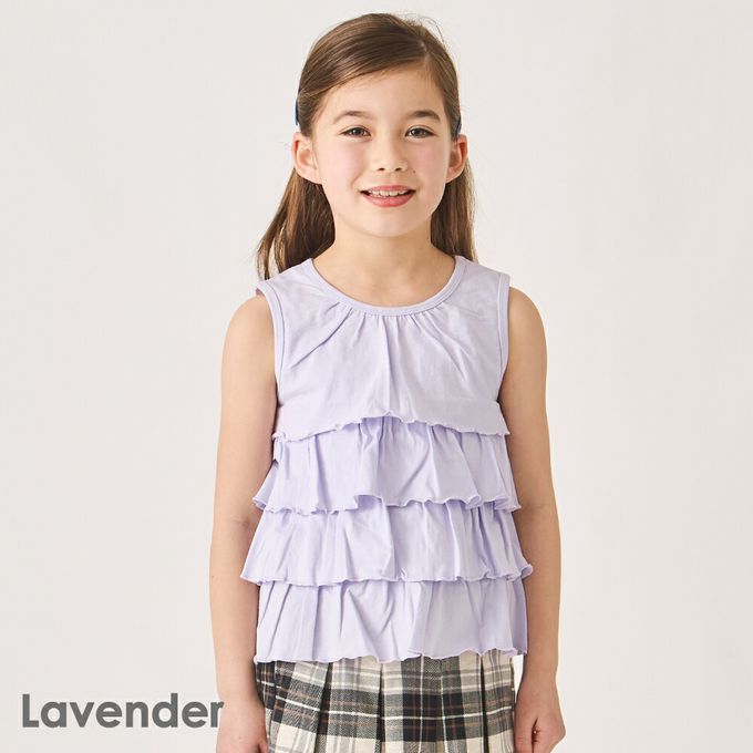 日本 evercloset - 100%棉 蛋糕層次無袖背心-點點-黑