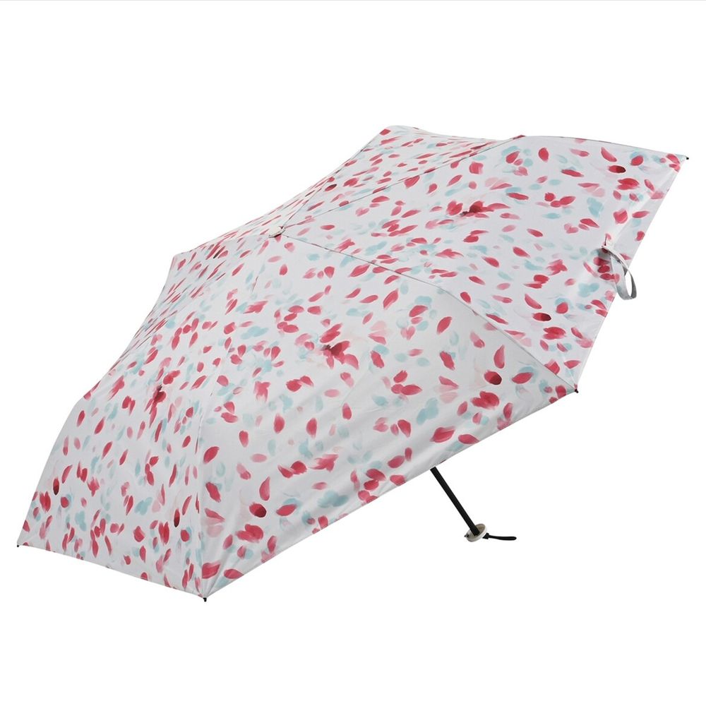 日本 nifty colors - 抗UV超輕量 晴雨兩用折疊傘(遮光遮熱款)-水彩落花-粉米 (直徑98cm/170g)-99.9%