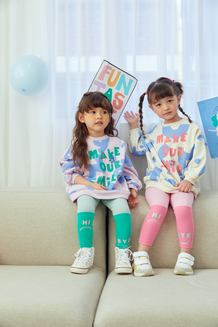 韓國 MINIATURE - MAKE OUR SMILE 長版T-米黃