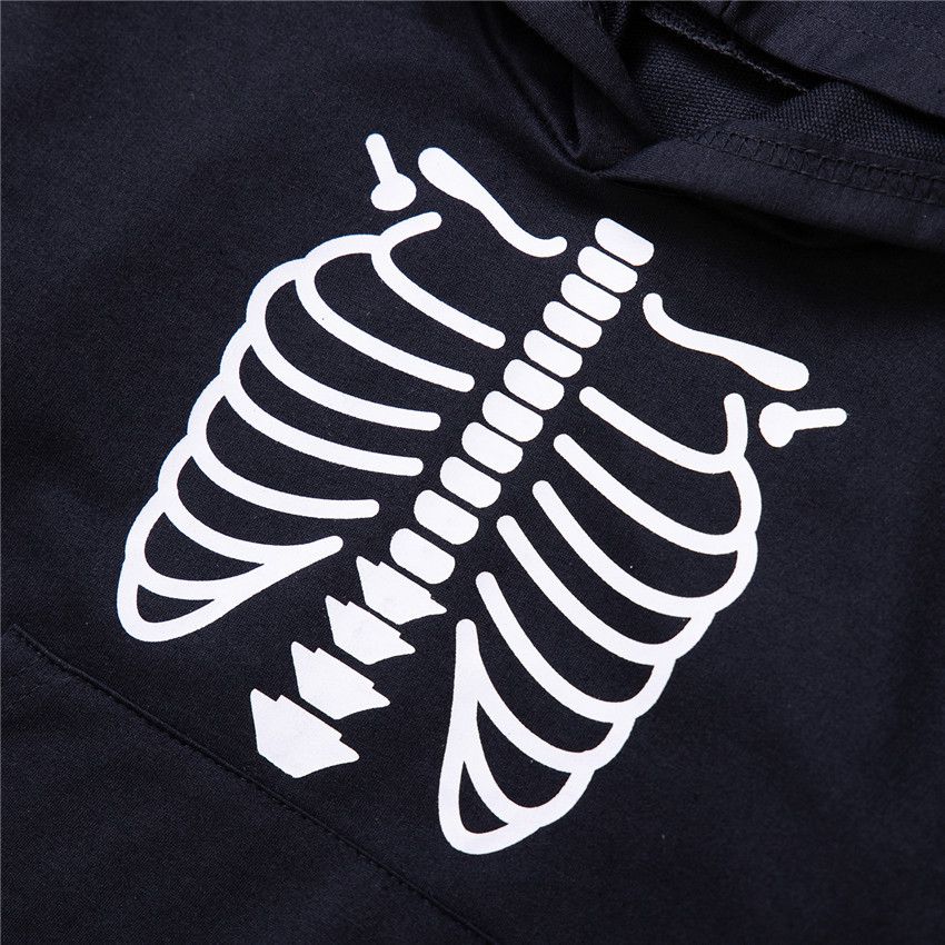 造型長袖帽T-骷髏-黑色-萬聖節裝扮