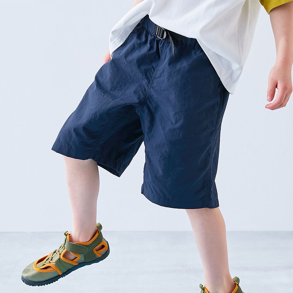 水陸二用 帥氣束腰玩水五分褲-海軍藍