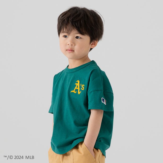 日本 Chil2 - MLB聯名 純棉短袖上衣-奧克蘭運動家-濃綠