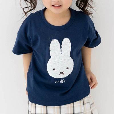 日本 Chil2 - 米飛兔限定短袖上衣-變色亮片-深藍