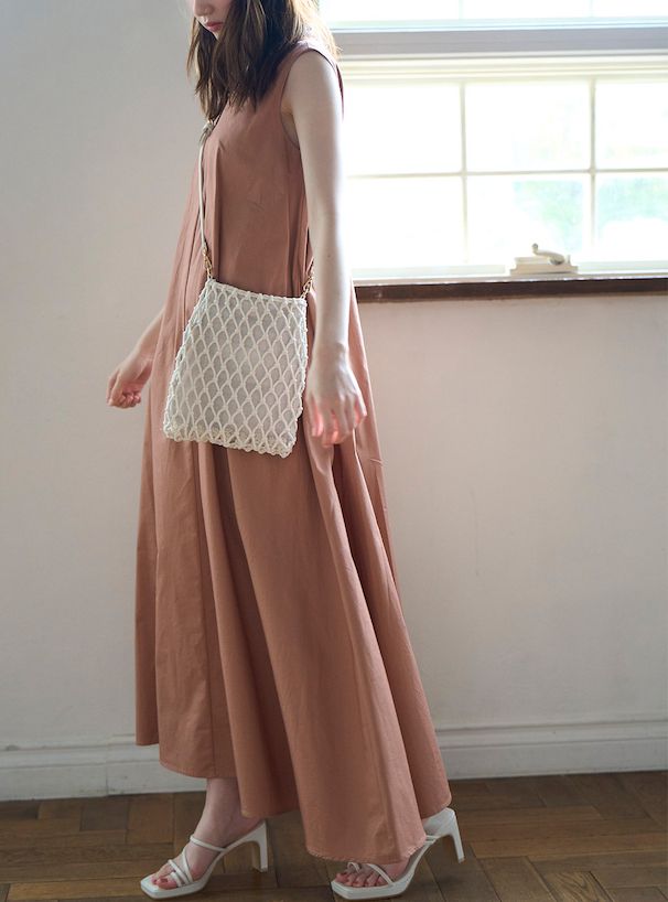 日本 GRL - 優雅質感泡泡袖背心兩件式洋裝-氣質杏