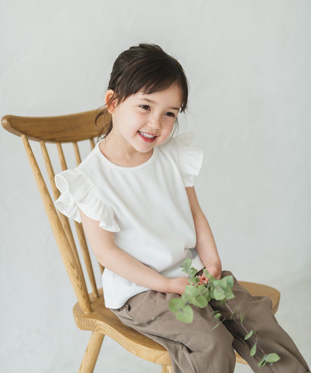 日本 riziere - 小荷葉飛飛袖無袖上衣-天使白