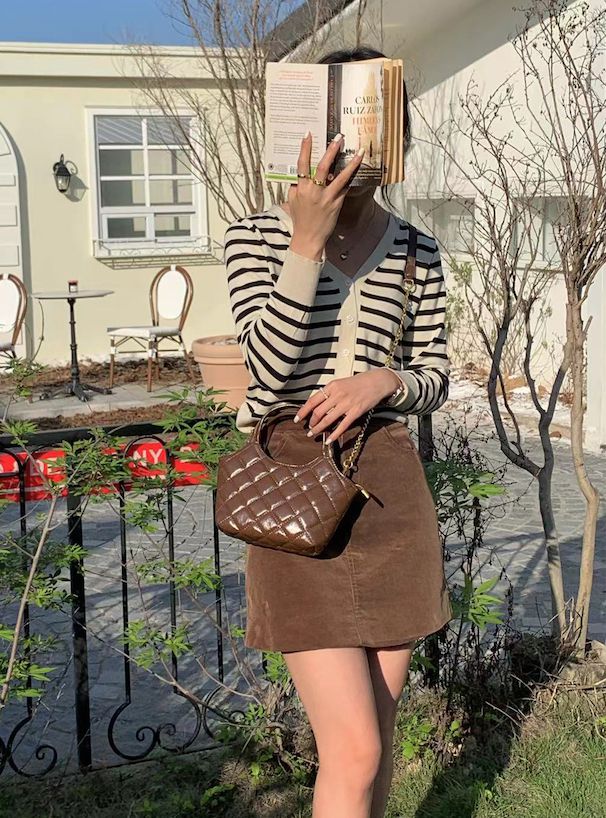 日本 GRL - 2WAY時尚漆皮金屬鏈側背小包-焦糖棕 (F)