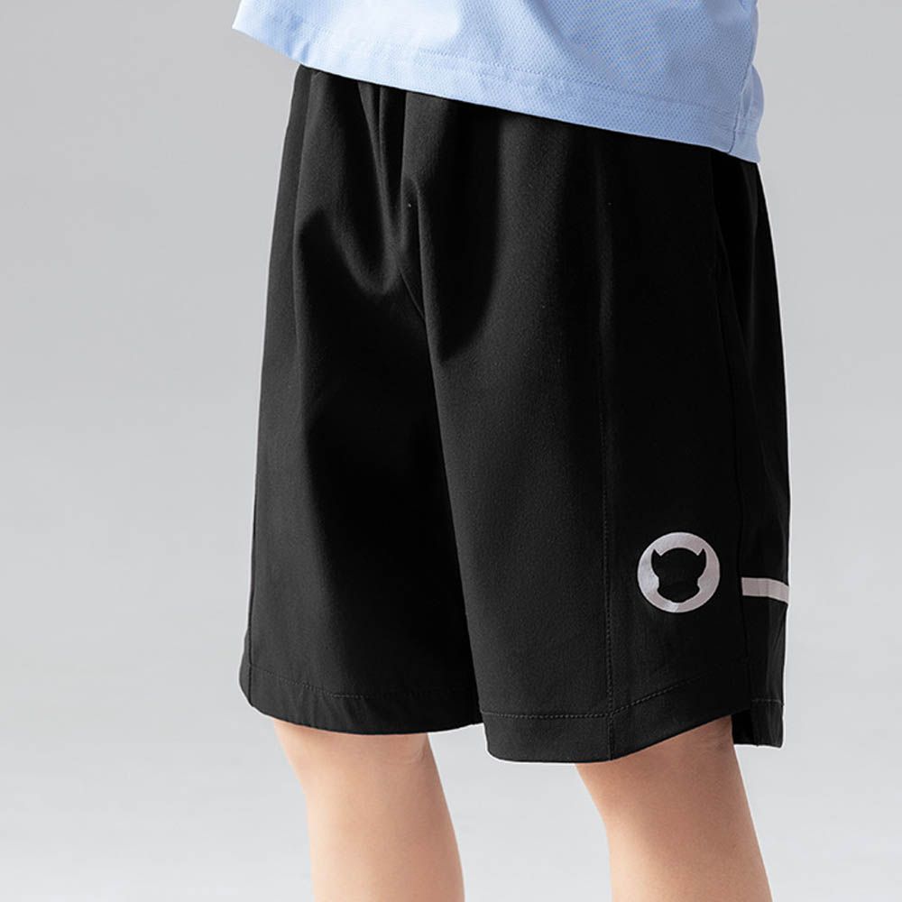 卡通汪汪隊輕薄透氣運動五分褲-剪影印花-黑色