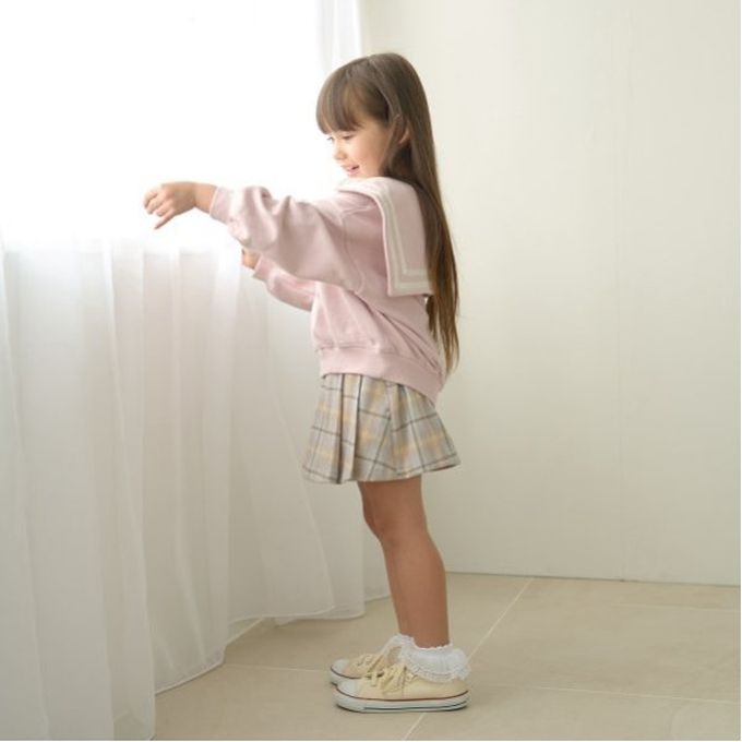 日本 Lycee mine - 英倫風氣質雙釦格紋短褲-米x靛