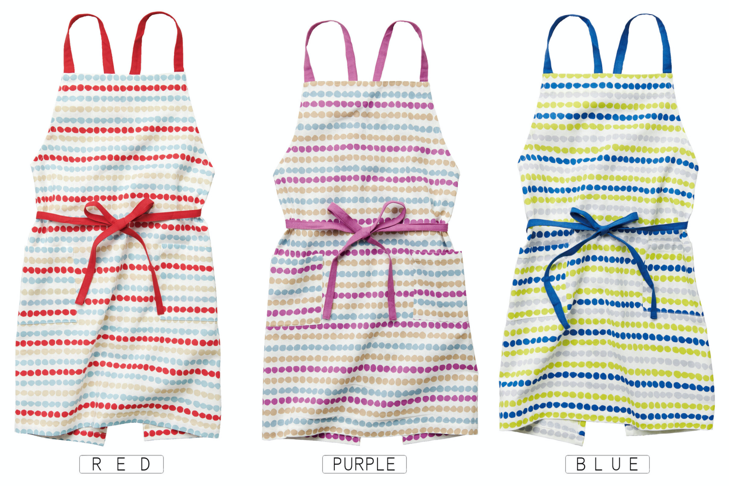 日本代購 - 印度棉大人料理圍裙(雙口袋)-普普點點-紅藍杏