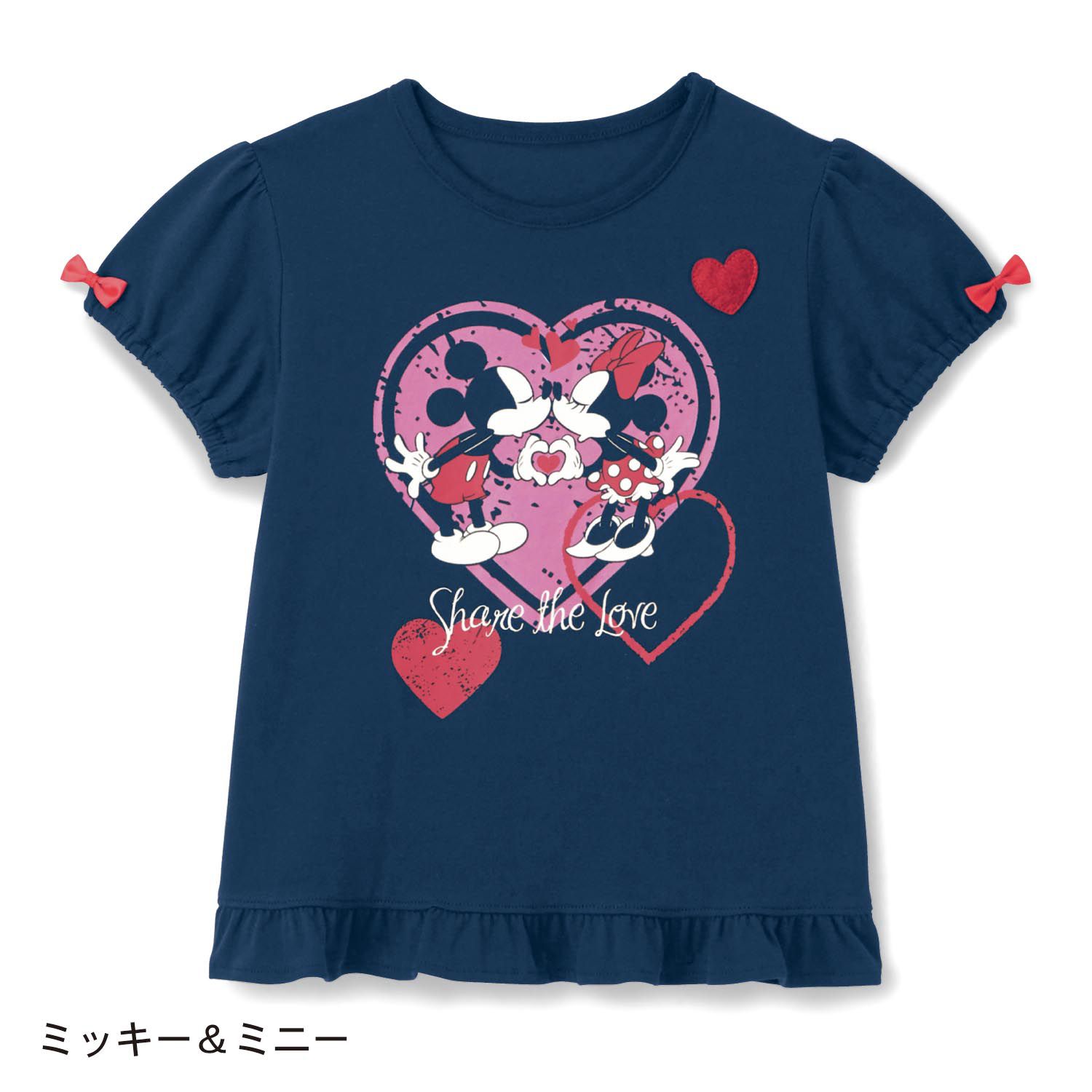 日本千趣會 - 迪士尼印花短T-米奇米妮親親-深藍