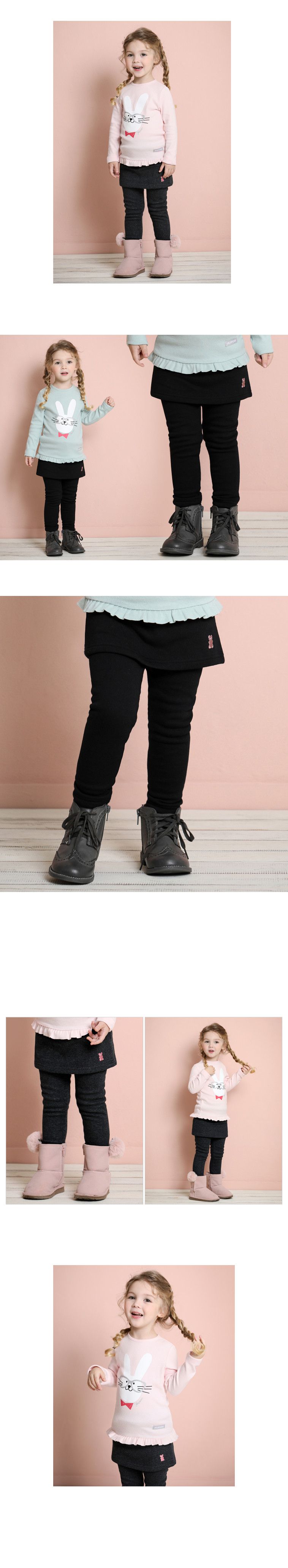 韓國 Jelispoon - (內刷毛)果凍熊內搭褲裙-灰