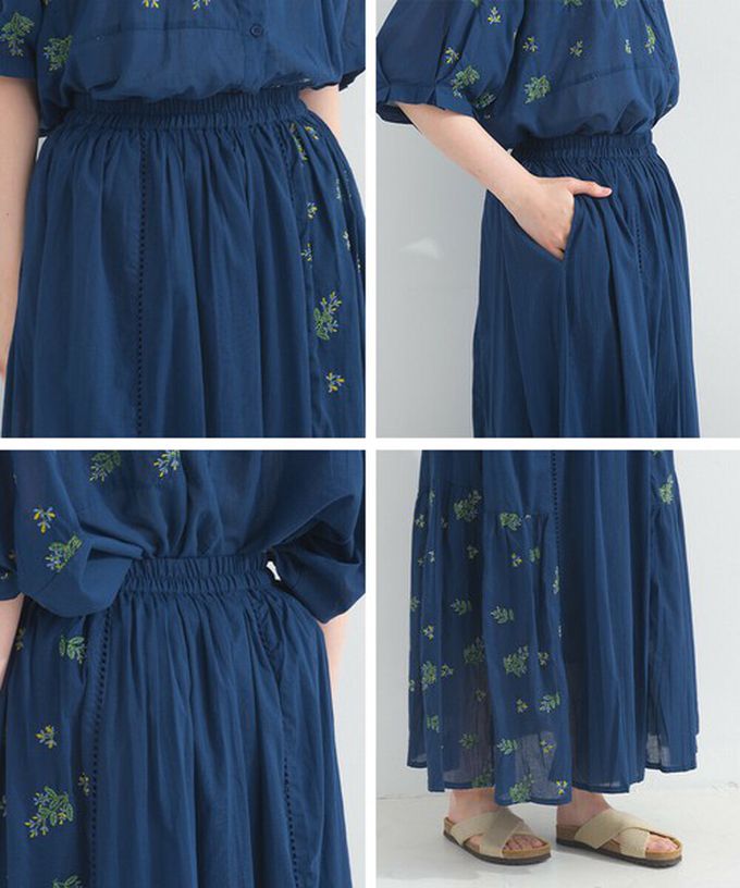 日本 Lupilien - 100%印度棉 優美植物刺繡長裙-紫