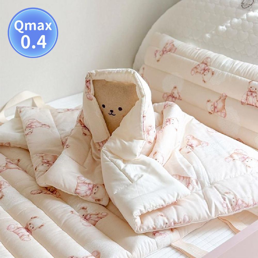 極致柔軟天絲莫代爾雙面涼感4cm厚墊睡袋組-蝴蝶結玩偶熊