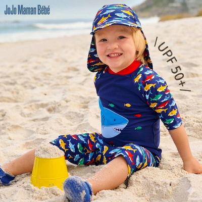 UPF50+【英國 JoJo Maman BeBe】泳衣、遮陽帽