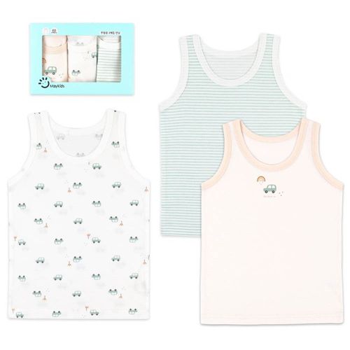 (3入組)男寶無螢光輕柔棉背心-條紋X車車
