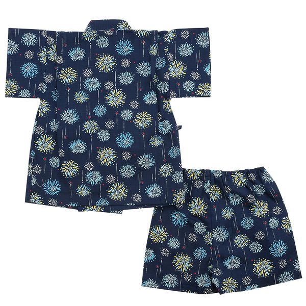 akachan honpo - 短袖兩件式甚平-煙火-深藍色