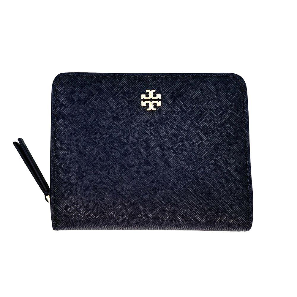 二折拉鍊防刮短夾 (深藍色)