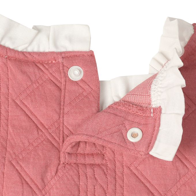 akachan honpo - 長袖鋪棉休閒上衣-下擺蕾絲-粉紅色