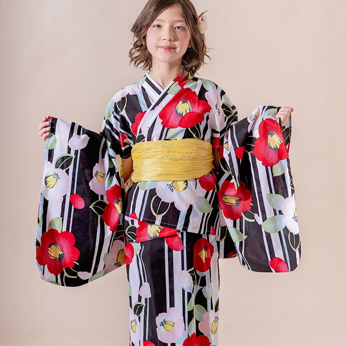 日本 Catherine Cottage - 夢幻2way純棉兵兒帶浴衣(可當洋裝)-小花與貓-藍白