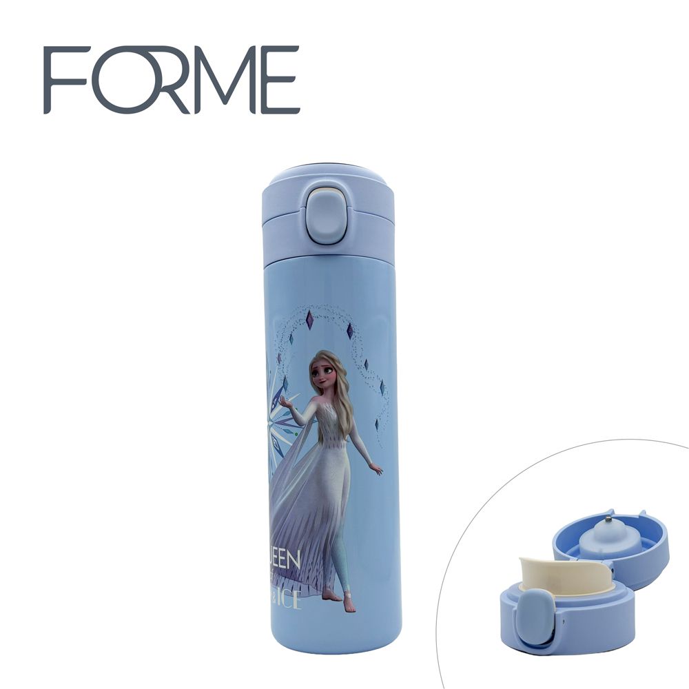 正版授權感溫不鏽鋼保溫 直飲彈跳隨身杯 /守護杯系列-冰雪奇緣/藍 (500ml)