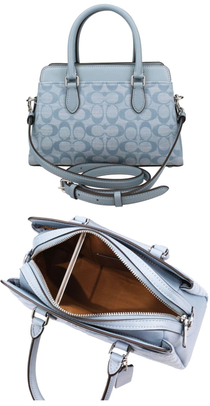 COACH - 拼接織布緹花兩用包 (淺藍)