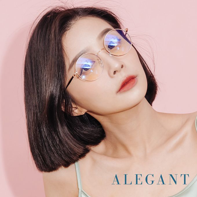 ALEGANT - 熔岩流紅金輕量鈦緞面套圈北歐質感圓框UV400濾藍光眼鏡