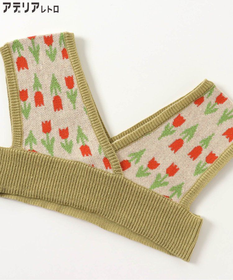 日本 BREEZE - 聯名款 昭和風針織背心x長袖洋裝-優雅鬱金香-黃綠