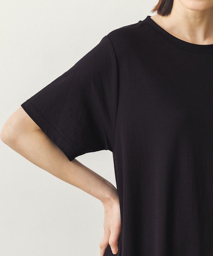 日本 Sans Souci 34+ - 接觸涼感 嫘縈傘擺素色短袖洋裝-咖啡棕