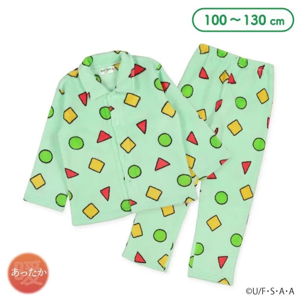 聯名款 絨毛保暖長袖家居服/睡衣-卡通人物蠟筆小新-綠