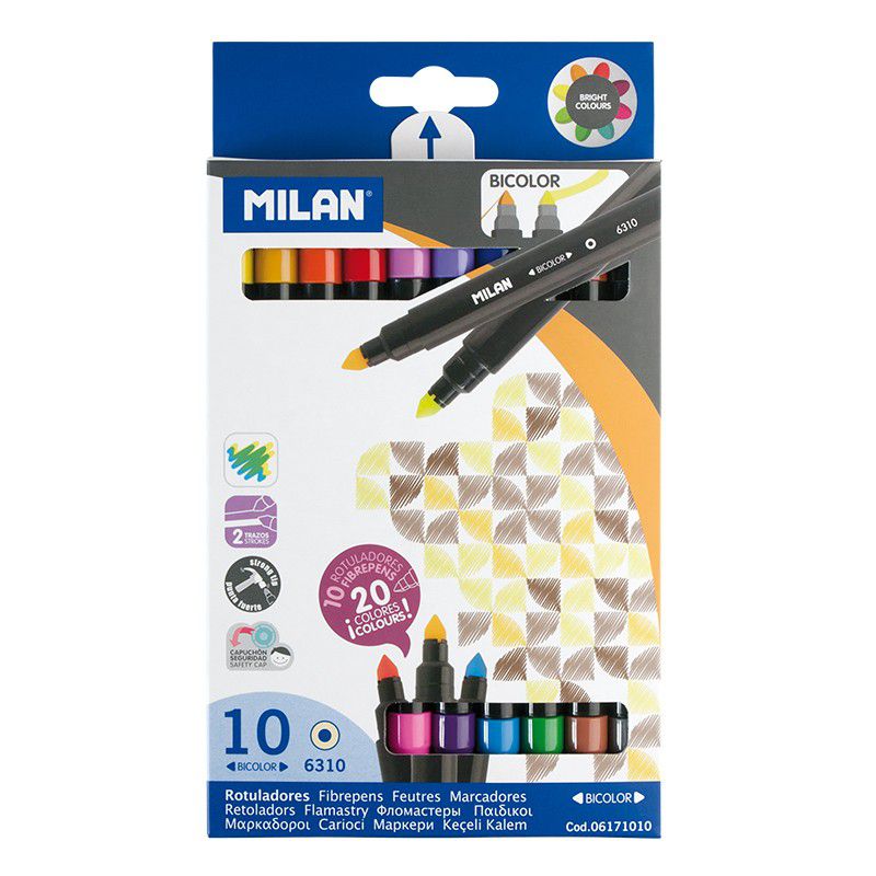 MILAN - 兒童可水洗雙頭彩色筆_細筆桿10支20色