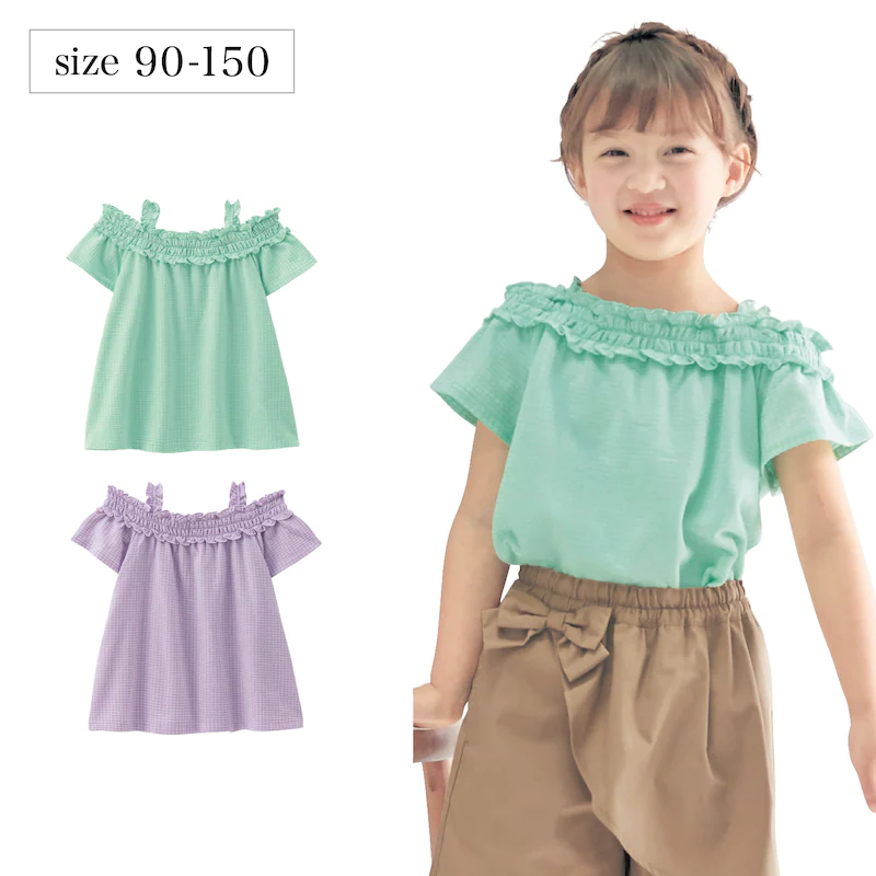 日本千趣會 - GITA 荷葉邊細肩帶平口短T-薰衣草