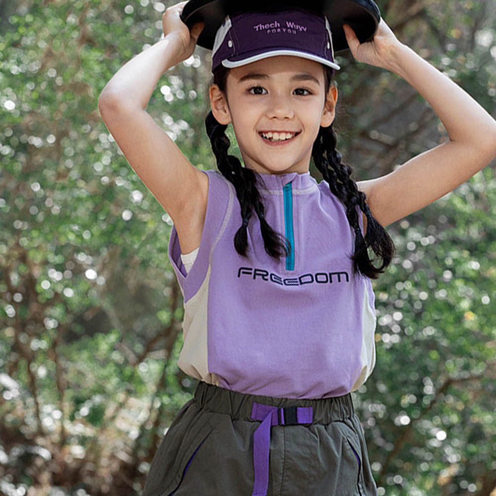 涼感吸濕快乾半開襟運動背心-紫色