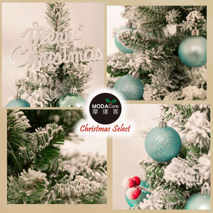 MODACore 摩達客 - 摩達客耶誕-55cm頂級霜冰藍雪國原木底座聖誕樹/含雪藍系配件/本島免運費