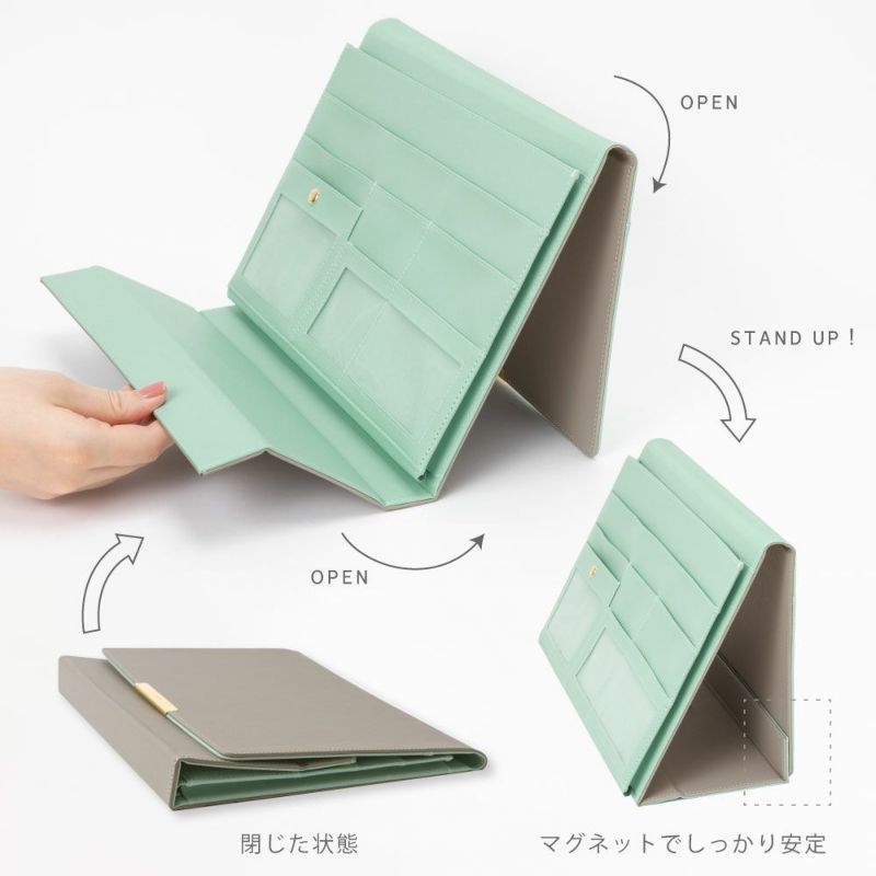 日本 IROHA - 專注力up！磁吸可立式學習工具整理收納包-桃粉x杏 (21x29x3cm)