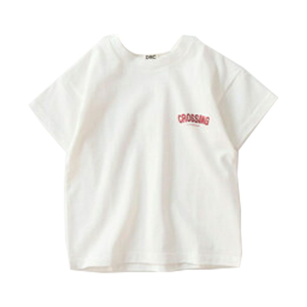 100%天竺棉定番印花短袖上衣-胸口logo-白