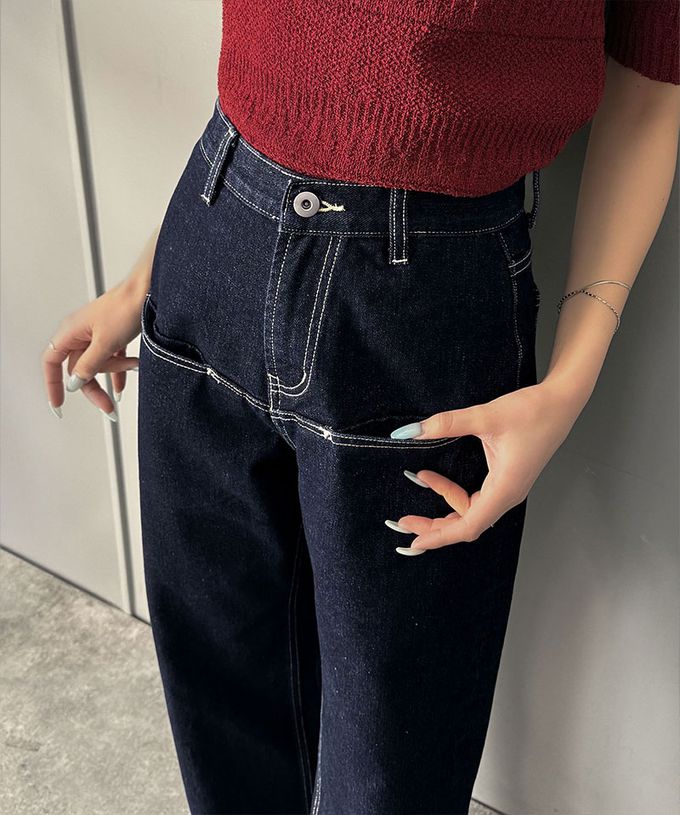 日本 Classical Elf - Java 時尚大反摺修身丹寧寬褲-灰黑