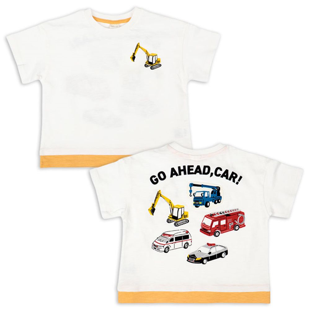 短袖T恤-背後印花-米白色