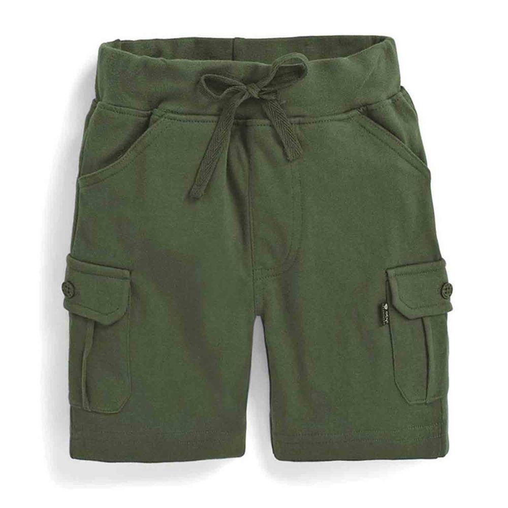 英國 JoJo Maman BeBe - 嬰幼兒/兒童100% 純棉綁繩短褲-軍綠色