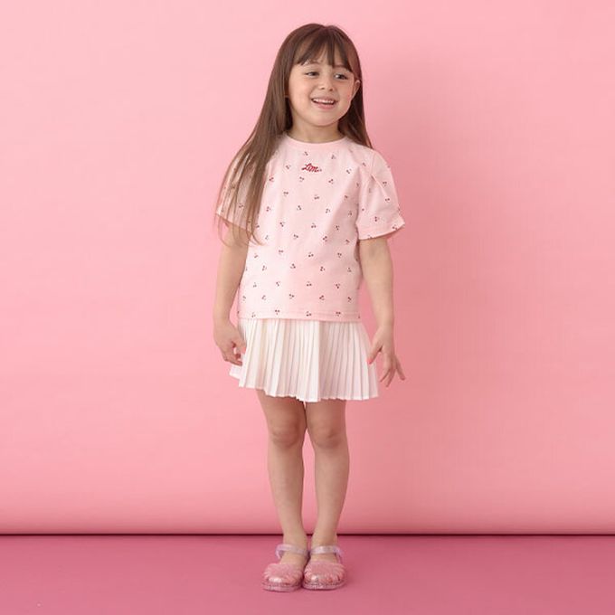 日本 Lycee mine - 純棉滿版印花打褶泡泡袖上衣-點點-炭灰