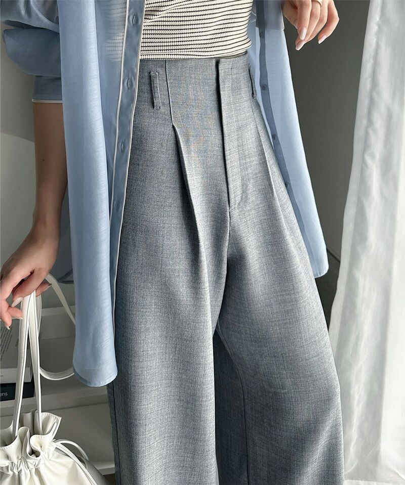 日本 Classical Elf - 俐落感修身西裝寬褲-經典黑