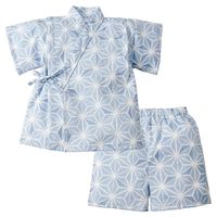 akachan honpo - 幼童兩件式甚平-麻葉-淺藍色-日本製