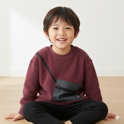 akachan honpo - 仿羔皮呢休閒上衣-酒紅色