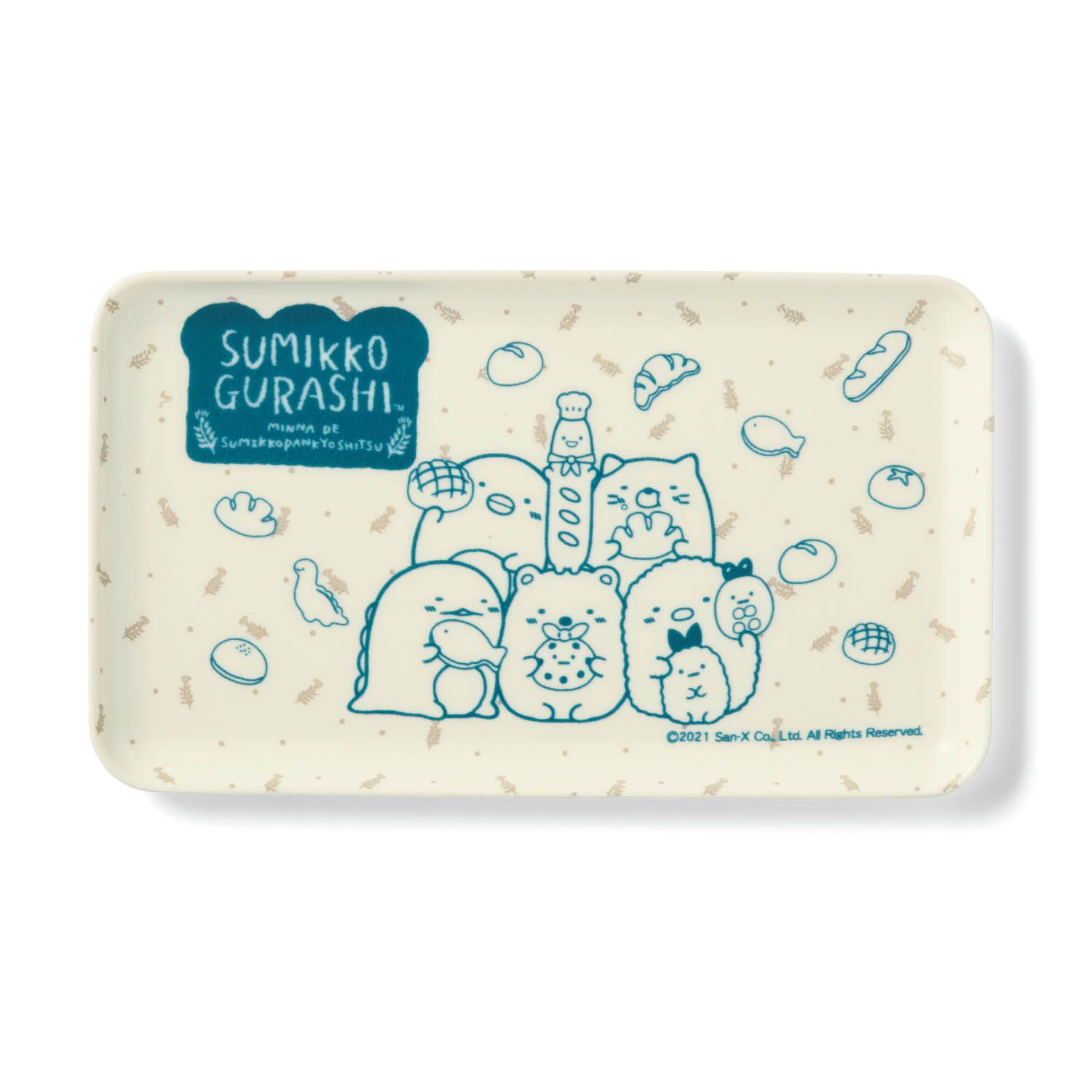 日本千趣會 - 日本製 角落生物點心托盤/置物托盤-藍紫幾何 (21.5x12.5x1.2cm)