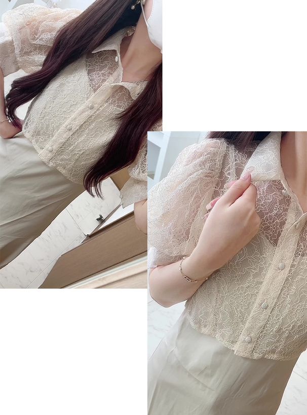 日本 GRL - 氣質花蕾絲兩件式洋裝-優雅杏