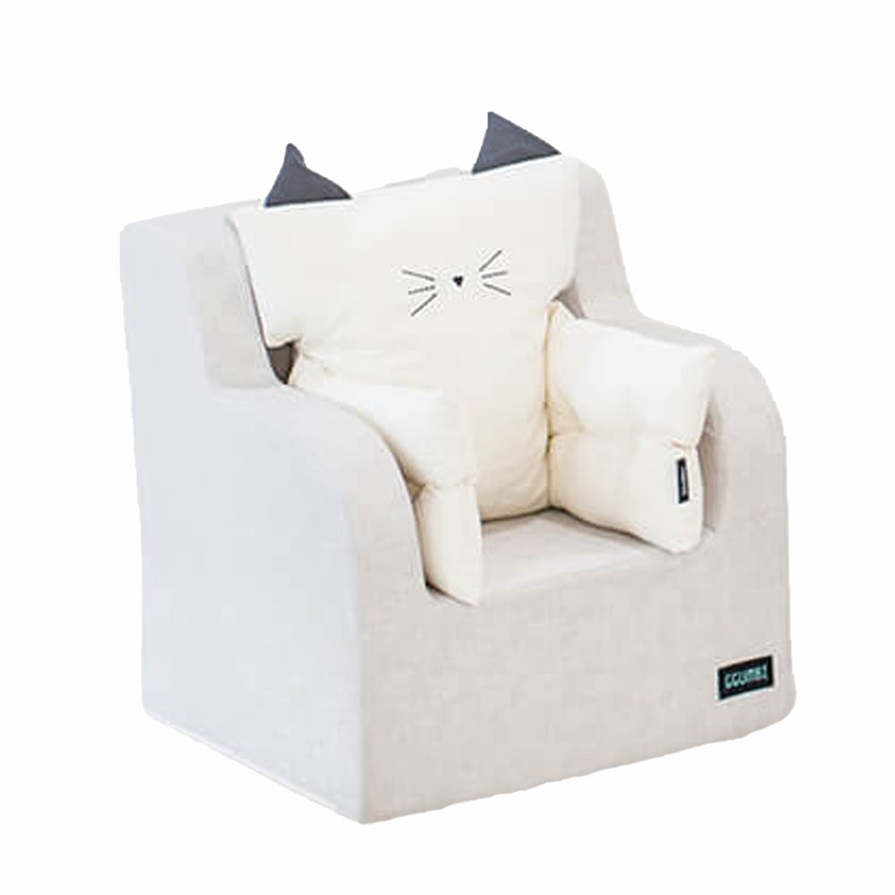 韓國 GGUMBI/DreamB - GGUMBI嬰幼童沙發+貓咪靠墊組-奶油米色